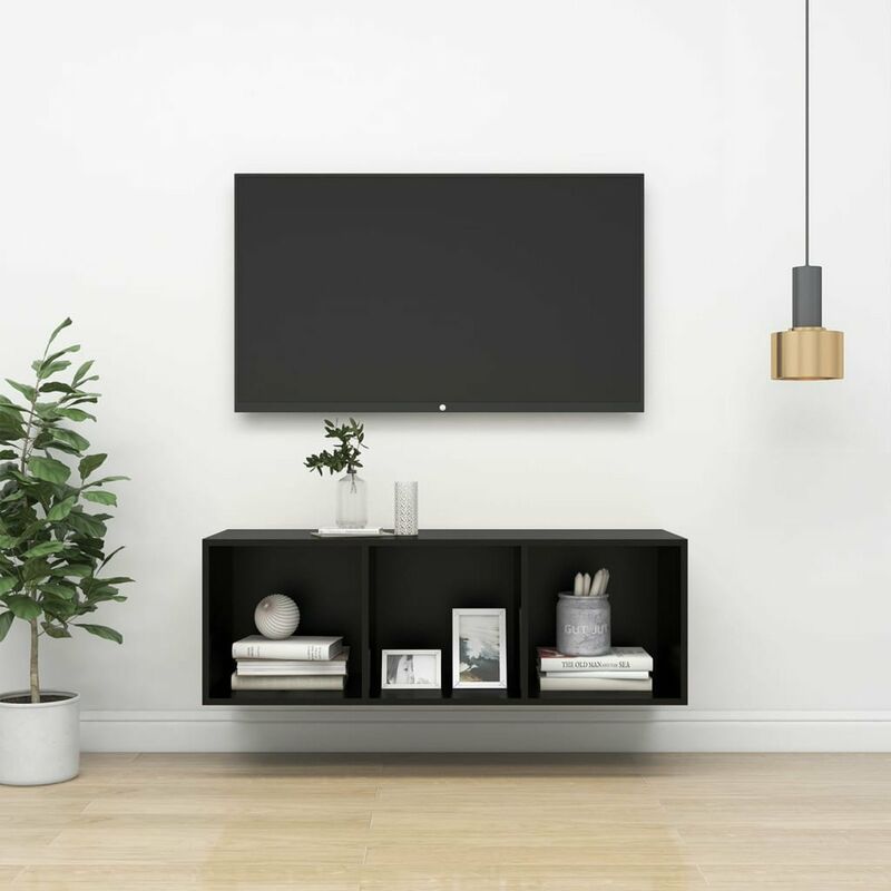 

Mueble de pared para TV aglomerado negro 37x37x107 cm