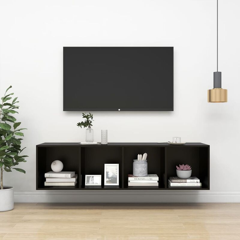 

Mueble de pared para TV aglomerado negro 37x37x142,5 cm