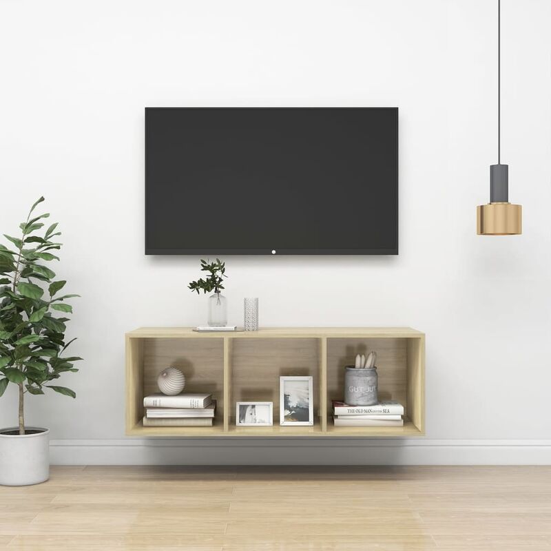 

Mueble de pared para TV aglomerado roble Sonoma 37x37x107 cm