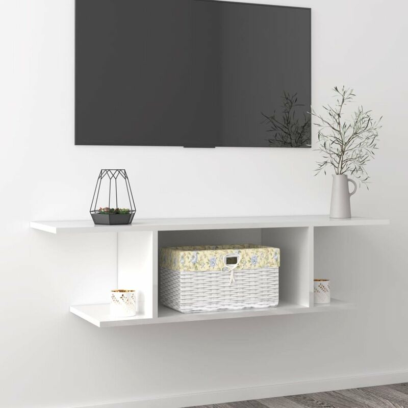 

Mueble de pared para TV blanco brillante 103x30x26,5 cm