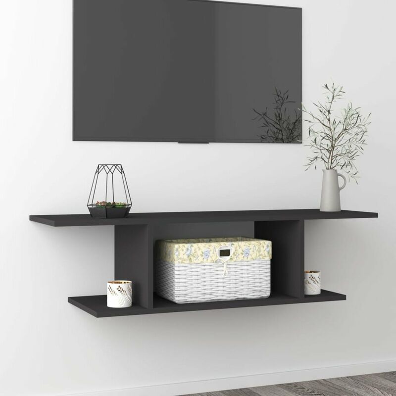 

Mueble de pared para TV gris 103x30x26,5 cm