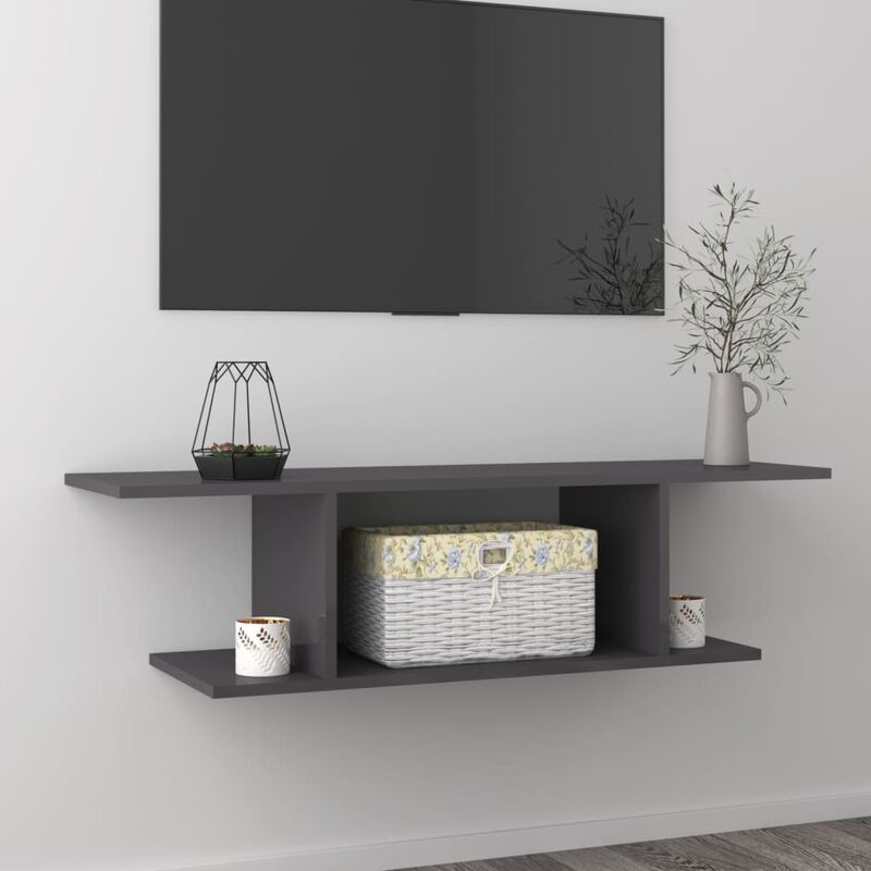 

Mueble de pared para TV gris con brillo 103x30x26,5 cm
