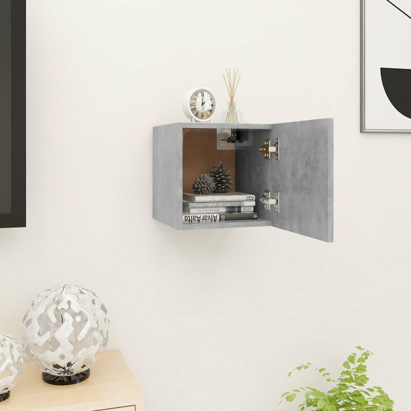 

Mueble de pared para TV gris hormigon 30,5x30x30 cm