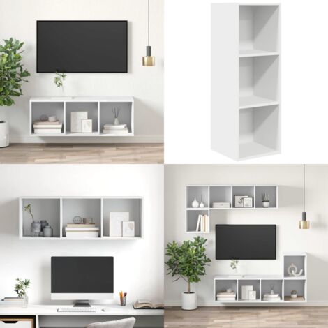 Mueble de pared para TV madera contrachapada blanco 37x37x107cm - Soporte de tv - Mueble de pared