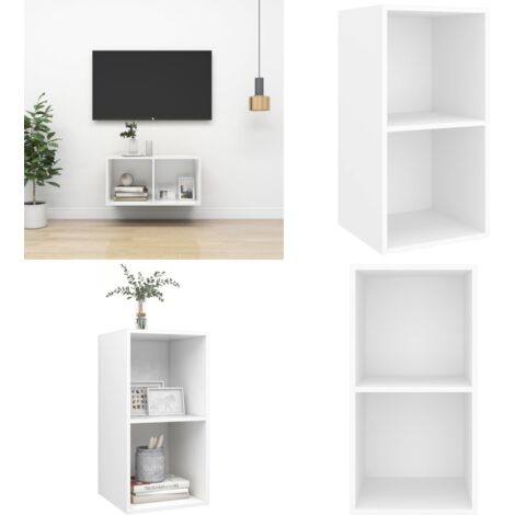 Mueble de pared para TV madera contrachapada blanco 37x37x72 cm - Soporte de tv - Mueble de pared