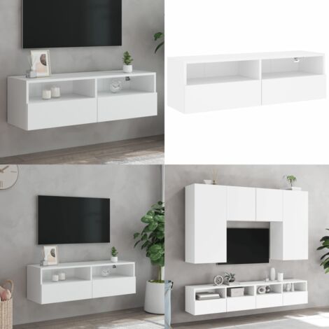 Mueble de pared para TV madera ingeniería blanco 100x30x30 cm - Mueble de TV - Almacenamiento en pared