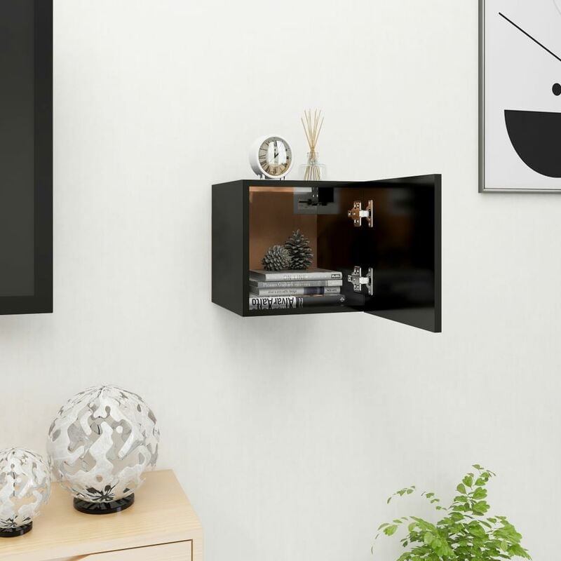 

Mueble de pared para TV negro 30,5x30x30 cm