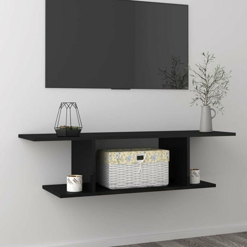 

Mueble de pared para TV negro brillante 103x30x26,5 cm