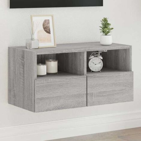 Mueble de pared TV madera de ingeniería gris 60x30x30 cm