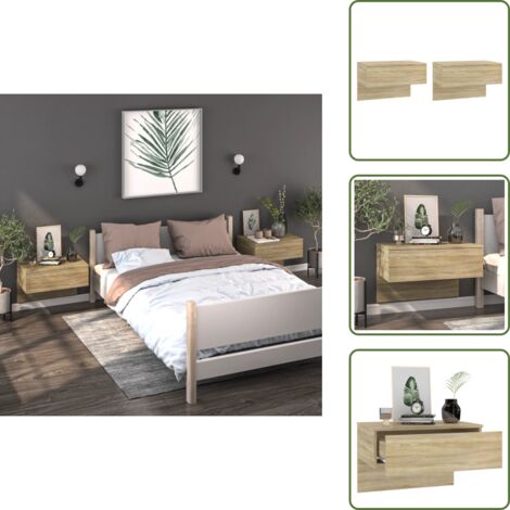Mueble de pared - vidaXL Mesita de noche de pared 2 uds color roble Sonoma - Diseño de pared