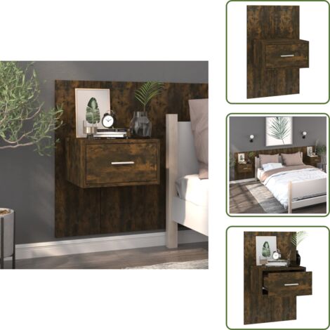 Mueble de pared - vidaXL Mesita de noche de pared roble ahumado - Diseño de pared