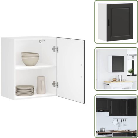 Mueble de pared - vidaXL Mueble de pared de cocina Porto madera contrachapada negra - Cocina organizada