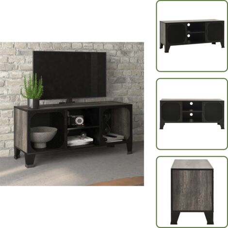 Mueble de pared - vidaXL Mueble de TV metal y MDF gris 105x36x47 cm - Almacenamiento para DVD