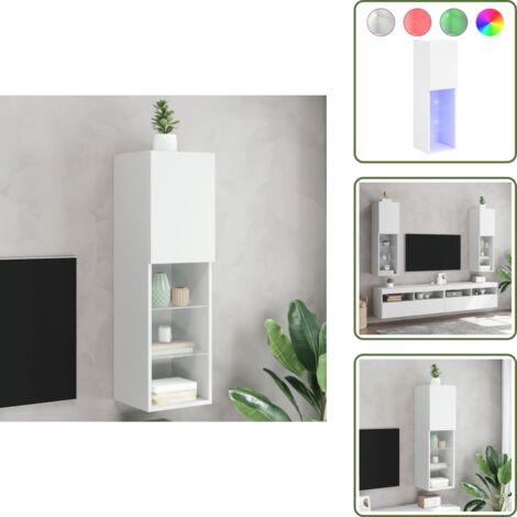 Mueble de pared - vidaXL Mueble para TV con luces LED blanco 30,5x30x102 cm - Almacenamiento TV