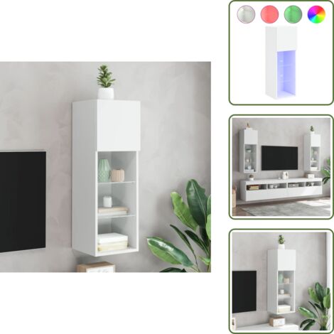 Mueble de pared - vidaXL Mueble para TV con luces LED blanco 30,5x30x90 cm - Almacenamiento TV