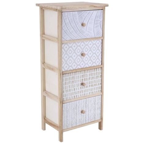 Mueble de paulownia con 4 cajones estampados con pomos de madera - natural - Tendance