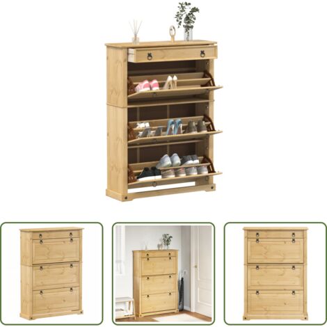 Mueble de pino -  Mueble zapatero Corona madera maciza de pino 99x32x138 cm