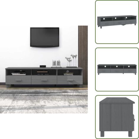 Mueble de pino - vidaXL Mueble de TV HAMAR madera maciza pino gris oscuro 158x40x40 cm - Mueble decorativo