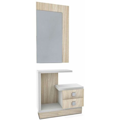 Mueble de recibidor Star Blanco - Grafito 75cm(módulobajo)/61cm(espejo) (ancho) x 71cm(módulobajo)/107,5cm(espejo) (alto) - Blanco - Grafito
