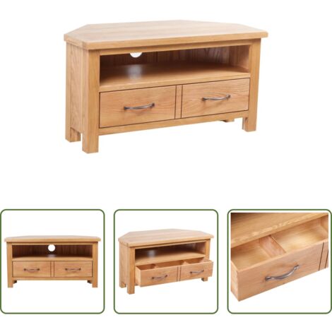Mueble de roble -  Mueble para TV con cajones madera maciza de roble 88x42x46 cm