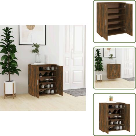 Mueble de roble - vidaXL Mueble zapatero madera contrachapada roble ahumado 60x35x70 cm - Mueble de almacenamiento