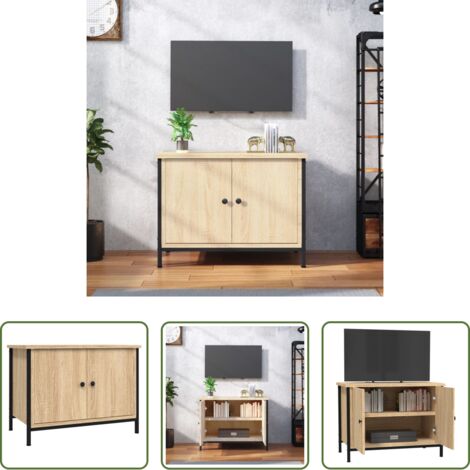 Mueble de sala -  Mueble de TV con puertas roble Sonoma 60x35x45 cm madera de ingeniería