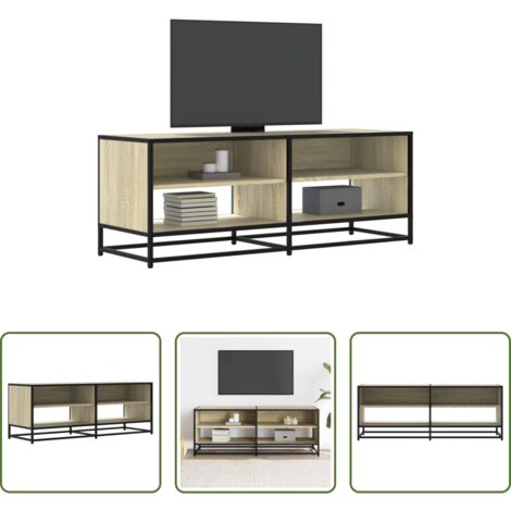 Mueble de sala -  Mueble TV metal y madera ingeniería roble Sonoma 120,5x40x46 cm