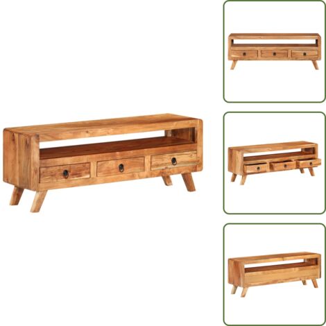Mueble de sala - vidaXL Mueble de TV de madera maciza de acacia 110x30x40 cm - Mueble de dormitorio