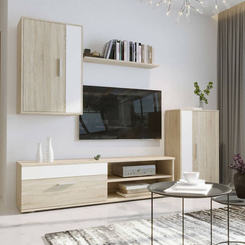 

Mueble de salón modular IBIZA MINI color roble y blanco de 190 cm