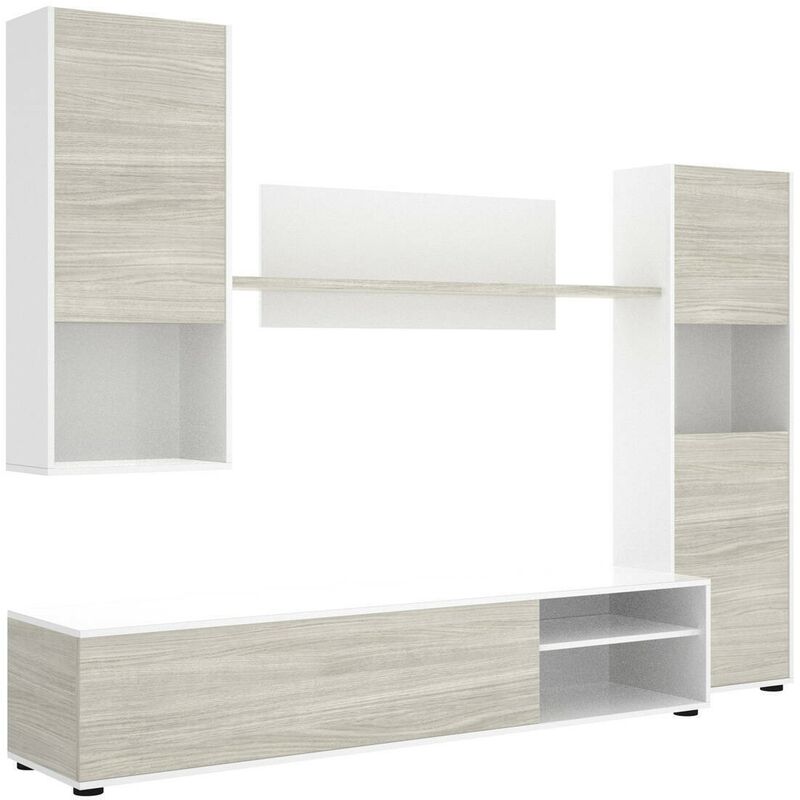 

Mueble de salón modular LUKA color gris y blanco brillo de 220 cm
