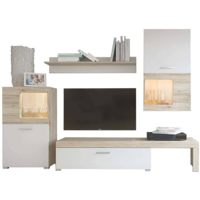 

Mueble de salón modular SAONA color roble y blanco de 215 cm