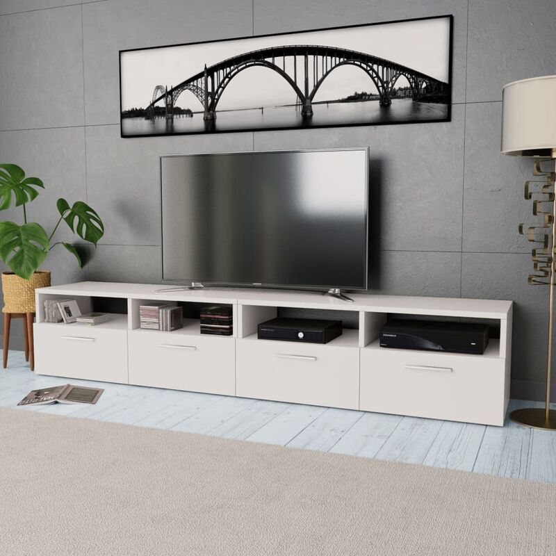 

Mueble de salón para la TV de aglomerado 2 piezas blanco - Blanco