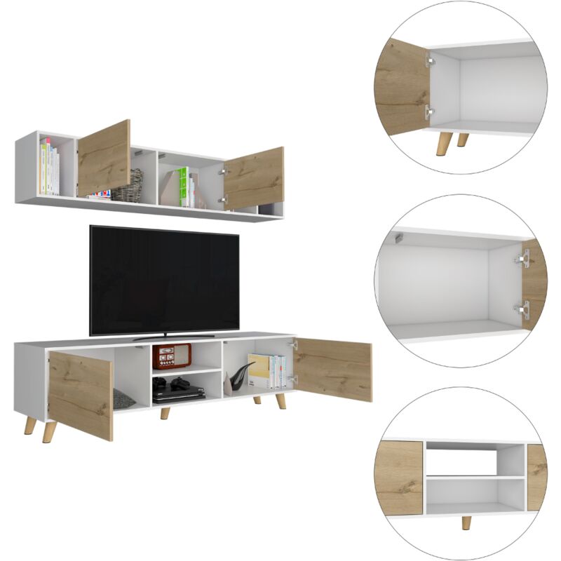

Mueble De Salon 180 Tori 50 CM A X 180 CM An X 41 CM P CM. Blanco
