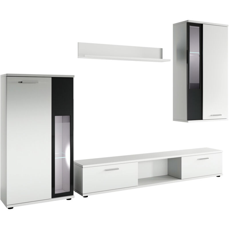 

Mueble de salón Atila blanco mate y cristal negro (2,35m)