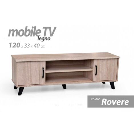 Mueble de salón bajo, mueble para TV, aparador de roble cm 120 x 33 x 40 h