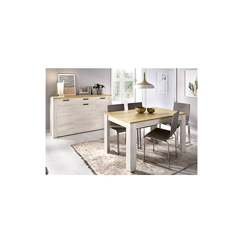 

Mueble de salón Comedor, Aparador 3 puertas y cajon + Mesa Comedor extensible