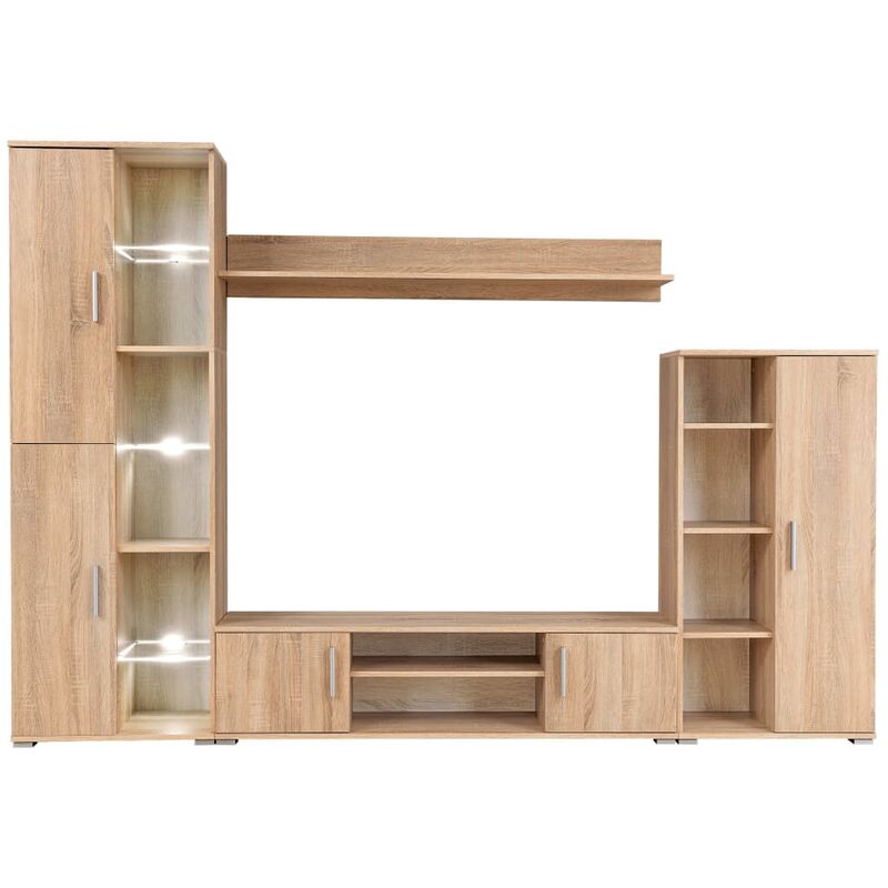 

Mueble de Salón de Pared para TV con Luces LED Roble Sonoma - Marrón - Vidaxl