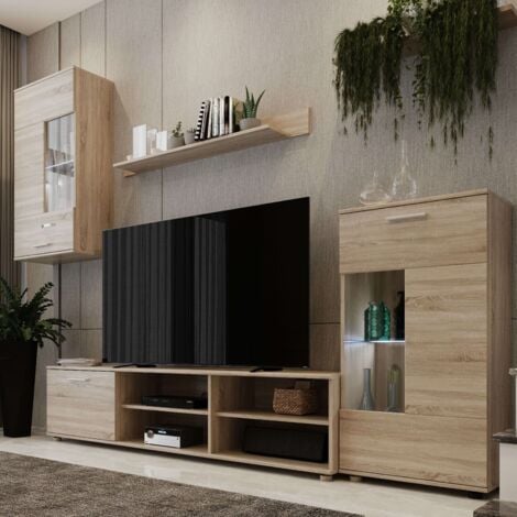 MIROYTENGO Mueble De Salón En Color Roble Sonoma 230x38,3 cm Moderno