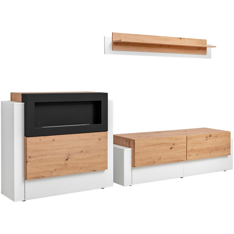 

Mueble de salón modelo Berlin color blanco y artrisan (2,9m)