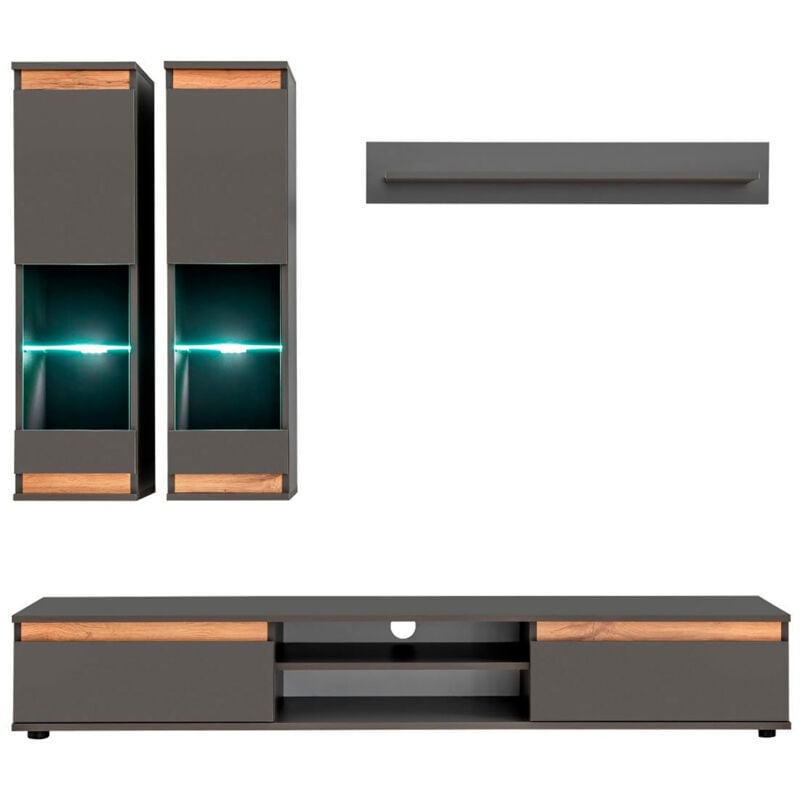 

Mueble de salón modelo Borneo color gris antracita y roble (175m)