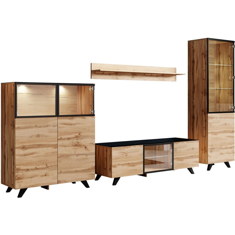 

Mueble de salón modelo Viena color roble y negro