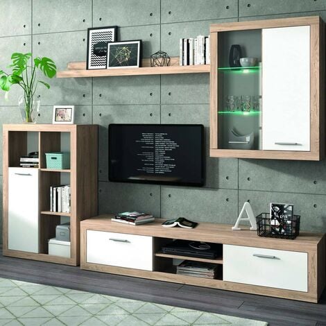 Mueble de salón modular FORMENTERA color roble y blanco de 270 cm