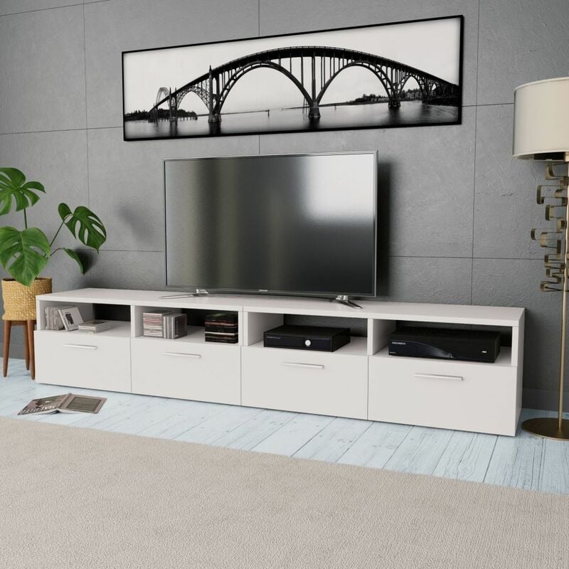 

Mueble de salon para la TV de aglomerado 2 piezas blanco