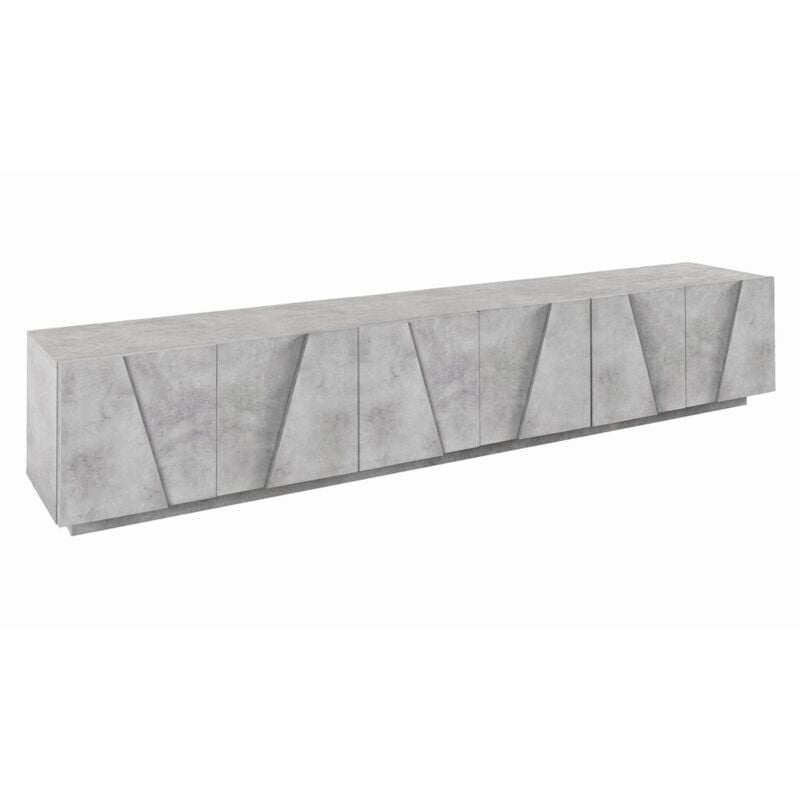 

Mueble de salón para TV Made in Italy, mueble para TV con 6 puertas batientes con detalle, cm 244x44h46, color cemento oscuro - Dmora