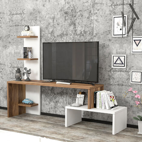 Mueble TV de diseño de contrachapado de nogal 200 cm BLISS - Miliboo