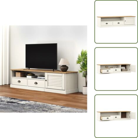 Mueble de salón - vidaXL Mueble para TV VIGO madera maciza de pino blanco 156x40x40 cm - Mueble de dormitorio