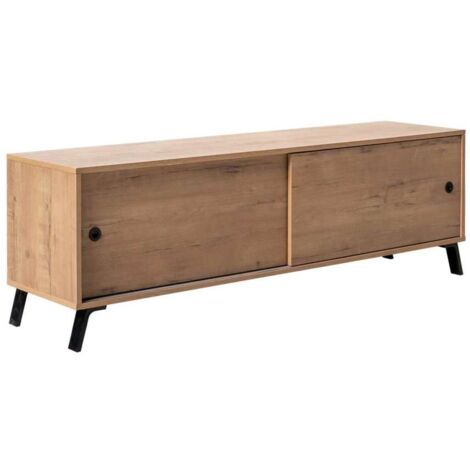 Mueble de televisión Kamet dos puertas correderas acabado roble gold, 52cm(alto) 160cm(ancho) 40cm(largo)