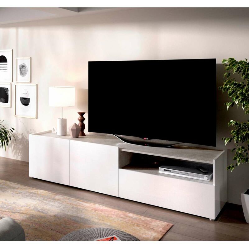 

Mueble de televisión Aldeaquemada en acabado blanco brillo 45 cm(alto)200 cm(ancho)43 cm(largo) Color CEMENTO-BLANCO