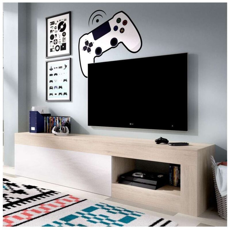 

Mueble de televisión Arjona en acabado natural/blanco brillo 48 cm(alto)204 cm(ancho)42 cm(largo)