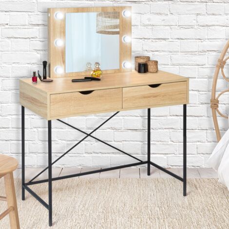 Mueble de tocador LOUISA de diseño industrial con espejo LED